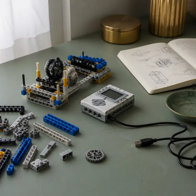 Σε γραφείο εργασίας με κατασκευή από ρομποτ lego και εργαλεία STEM